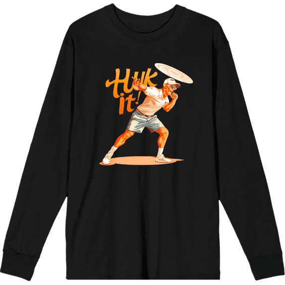Cornhole Huck It! Adult Black Crew Neck Long Sleeve Tee-Medium