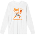 thumbnail image 1 of Cornhole Huck It! Adult White Crew Neck Long Sleeve Tee-Medium, 1 of 6