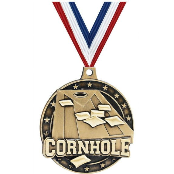 Cornhole Medals, 2" Gold Diecast Cornhole Medal Award 10 Pack
