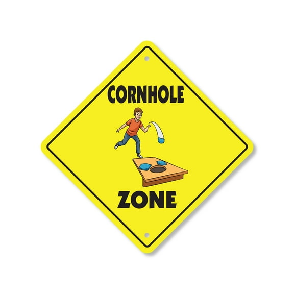 Cornhole Plastic Crossing Sign - 12 Inch X 12 Inch Xing Sign Gift Game Outdoor Toss Beanbag Sports Party Tailgate Fun Challenge Family Event
