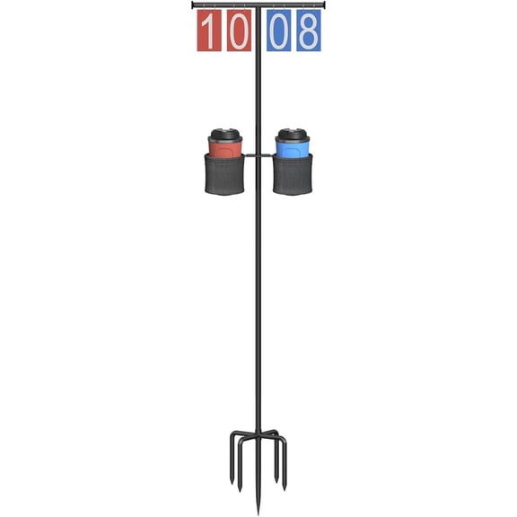Cornhole Scoreboard with Drink Holder, Flip Scoreboard with Stand