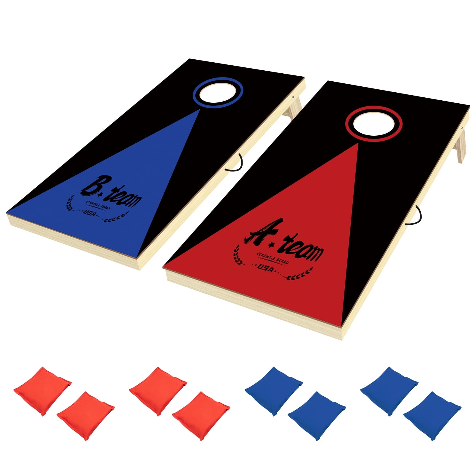 Foldable Solid Wood Cornhole Game Set: 3'x2' Boards with 8 Bean Bags ...