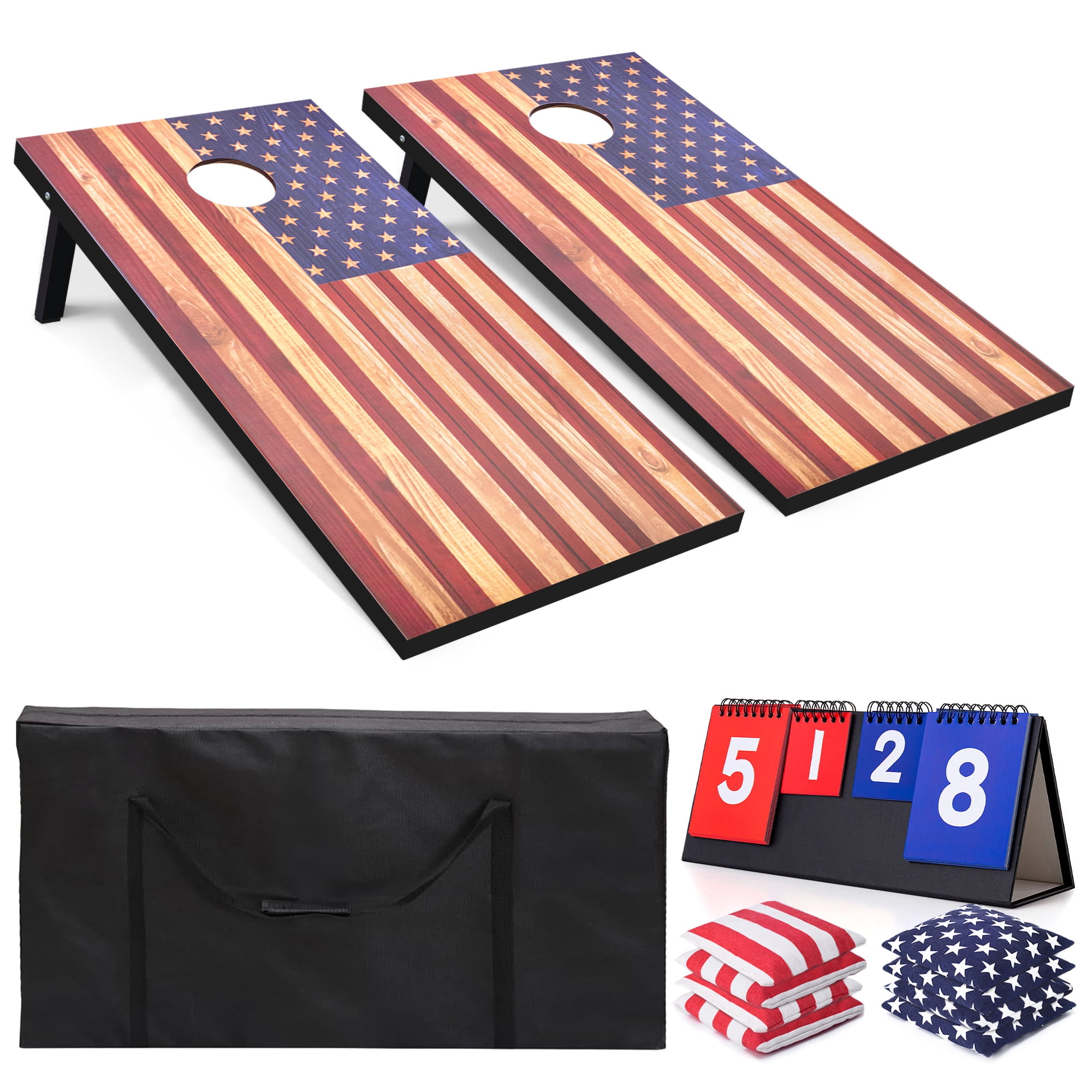 Cornhole  Set, Regulation 4x2 Ft Cornhole Boards with 8 Bean Bags and Carrying Case, Outdoor Toss Game Cornhole Boards Set