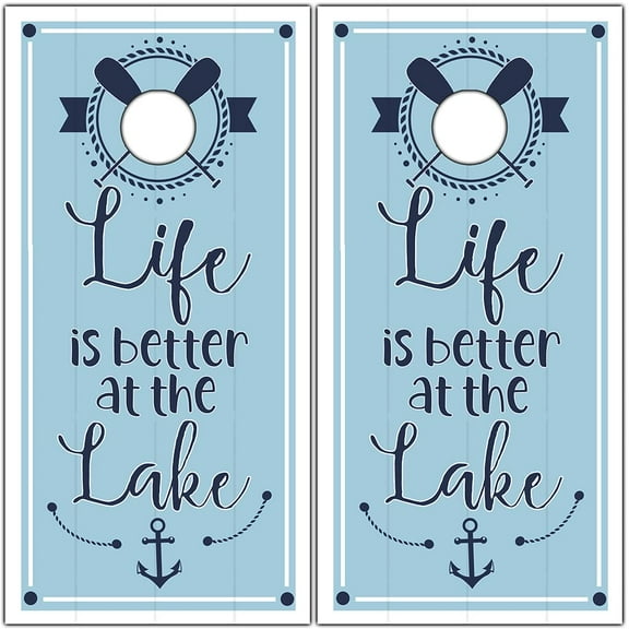 Cornhole Wraps for Boards Vinyl Decals (Set of 2) Life Is Better At The Lake - Corn Hole Bean Bag Toss Wrap Stickers Skins (Boards Not Included)