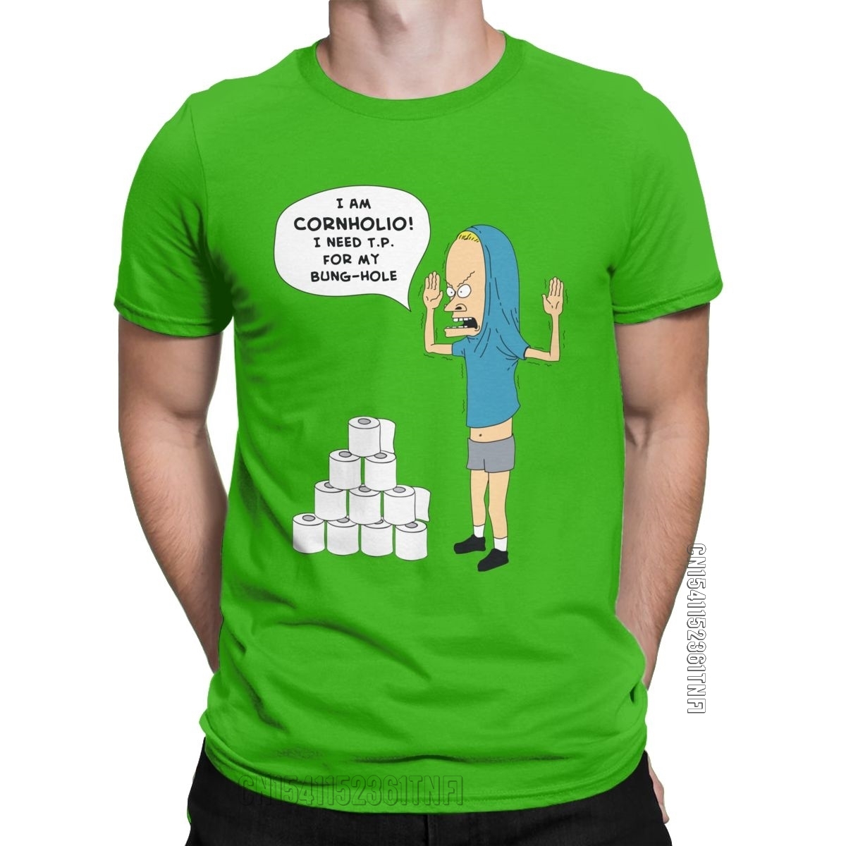 Cornholio Needs T.P. T Shirts For Men Cotton Funny TShirt Crewneck