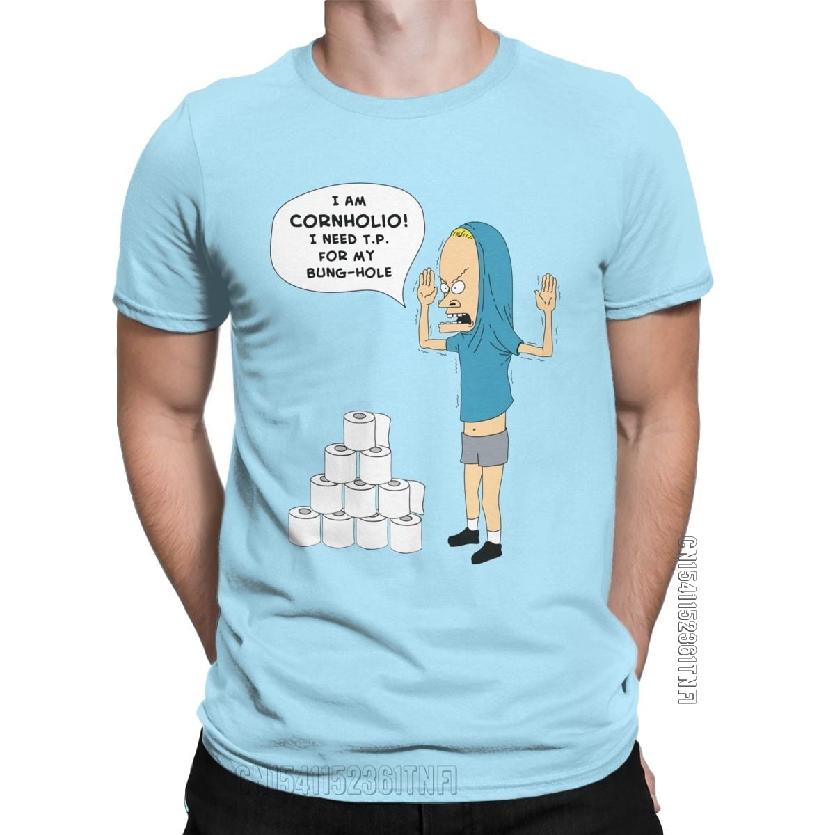 Cornholio Needs T.P. T Shirts For Men Cotton Funny TShirt Crewneck