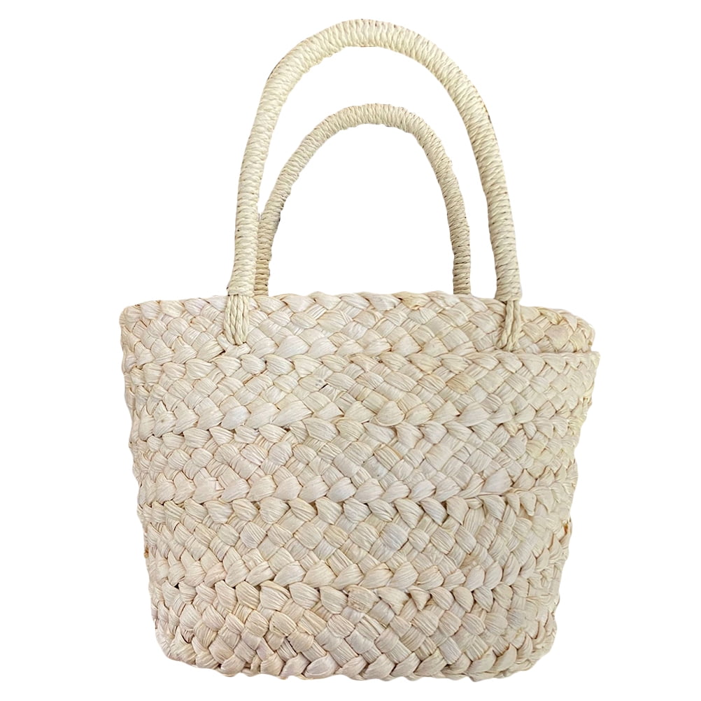Cornhusk Tote Dried Flower Basket Rustic Girl Woven Beach Shoulder Bag