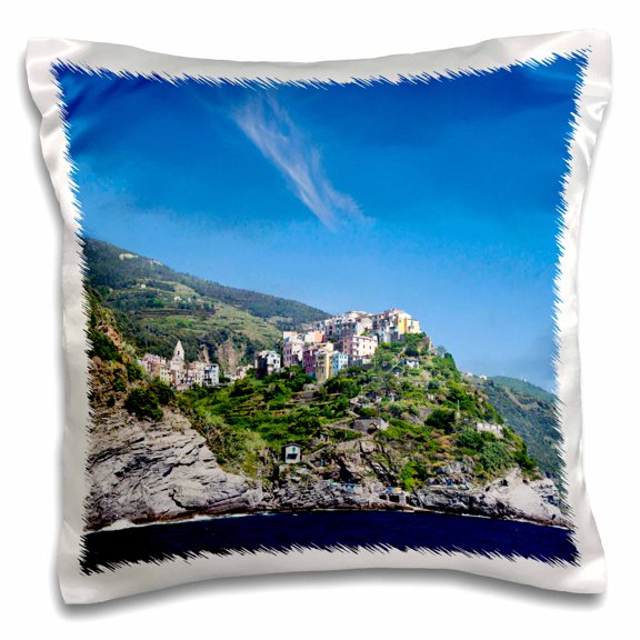 3dRose, Corniglia From the Ocean, Cinque Terre, Italy - EU16 TEG0480 - Terry Eggers, 16x16 inch Pillow Case