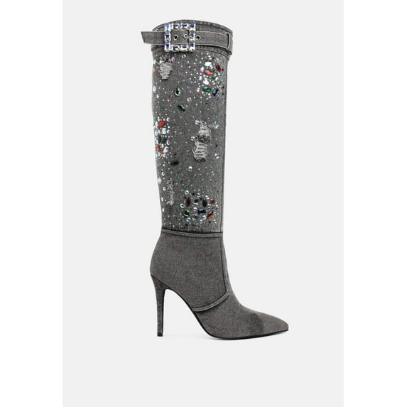 Cornik Multi Color Stones Denim Boots