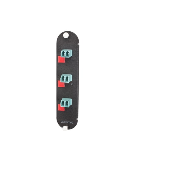 Corning CCH-CP06-E4 CCH Fiber Adapter Panel, 3 LC Duplex Adapters, 6-Fiber, 50 m Multimode OM3/OM4, Aqua