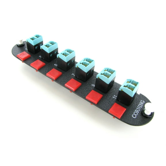 Corning CCH-CP12-AD Closet Connector Housing Panel with 6 LC Duplex OM3/OM4 Multimode 50um Adapters, 12 F Shuttered