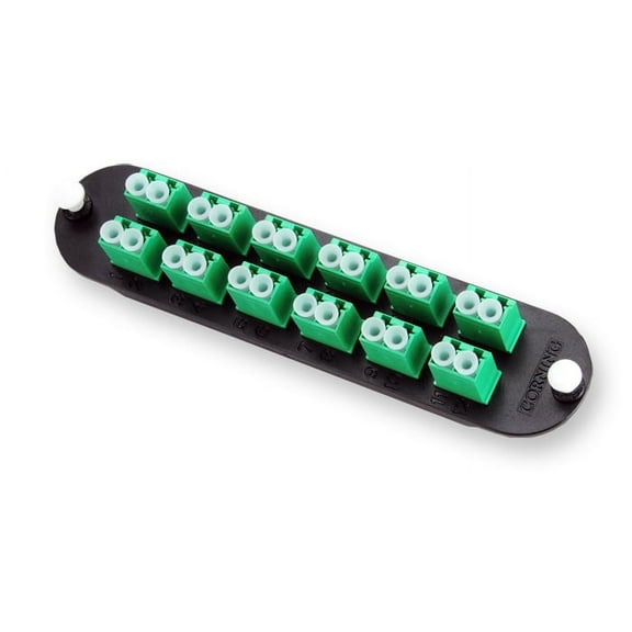 Corning CCH-CP24-B3 Fiber Adapter Panel with 12 LC Duplex OS2 Singlemode APC Polish Adapters, 24 Fiber