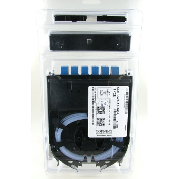 Corning CCH-CS24-A9-P00RJ Pigtailed Splice Cassette, 24 Fiber, LC UPC Duplex Singlemode (OS2), Ribbon
