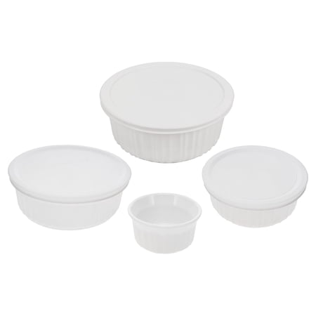 CorningWare 7-Piece Round French White Casserole Dish and Lid Set of RS4, FS16 with F-16, FS24 with F-24, and FS5 with F-5-PC Lid