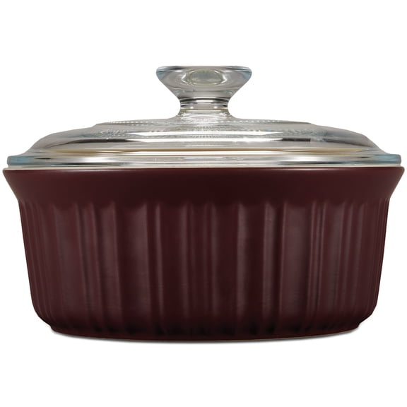 CorningWare French Colors 1.5qt Round Baking Dish with Glass Lid, Cabernet