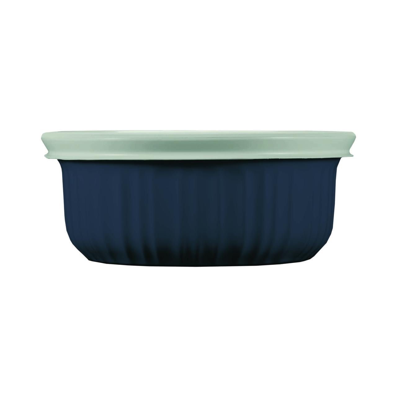 CorningWare 16oz Round Baking Dish with Lid, Navy, Stoneware, Freezer ...