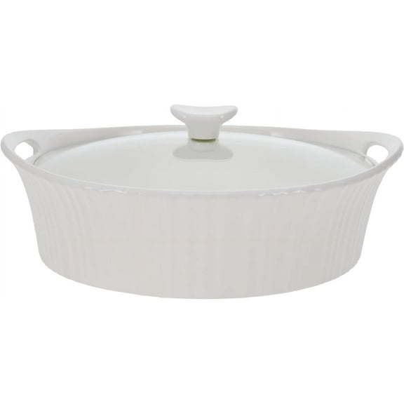 CorningWare French White 2.5-quart Oval Casserole with Glass Lid