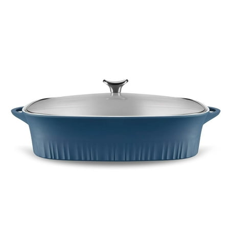 CorningWare QuickHeat 5.7-quart Roasting Pan with Lid, French Navy