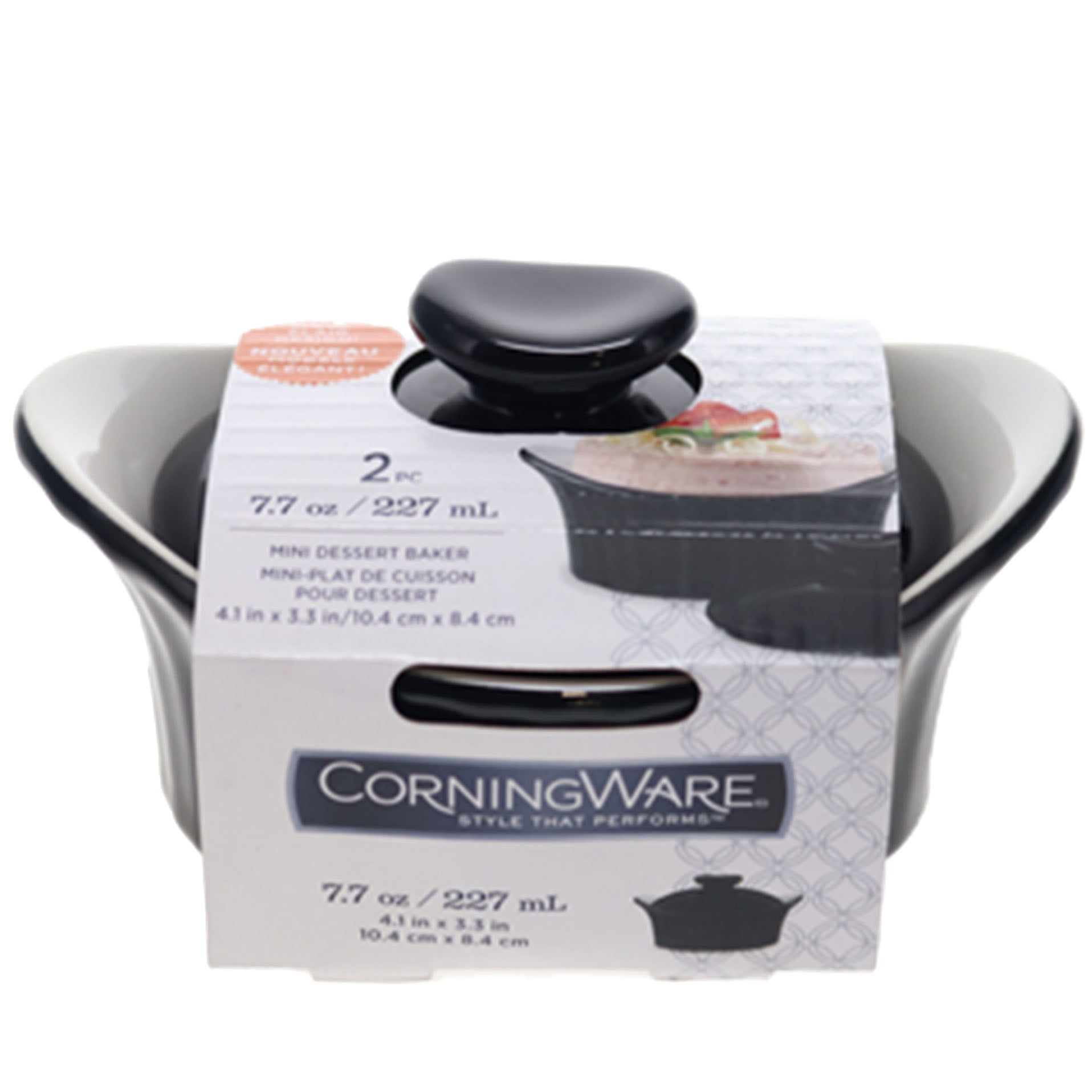Corningware Black Stoneware 7.7oz/ 227ml Mini Dessert Baker with Lid