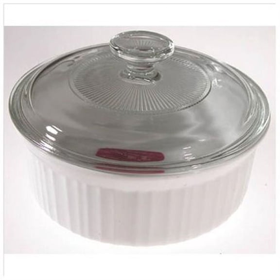 CorningWare French White 1-1/2-Quart Covered Round Dish with Glass Lid