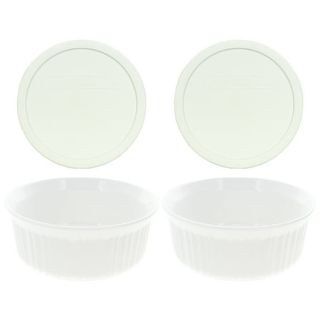 Corningware FS5 1.4L French White Casserole Dish and F-5-PC Plastic Lid (2-Pack)