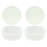 Corningware FS5 1.4L French White Casserole Dish and F-5-PC Plastic Lid 2-Pack