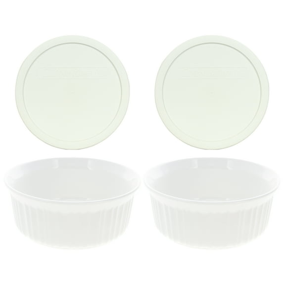 Corningware FS5 1.4L French White Casserole Dish and F-5-PC Plastic Lid (2-Pack)