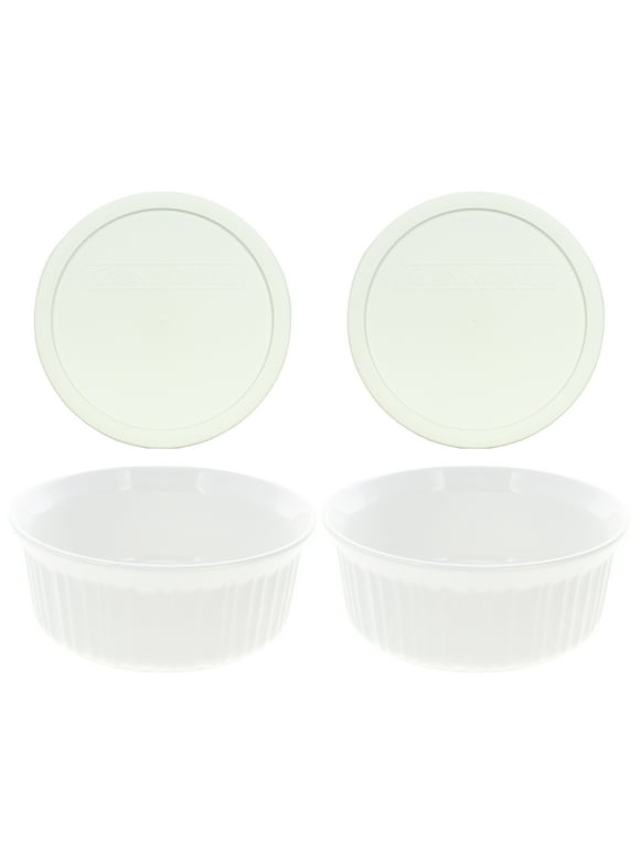 Corningware FS5 1.4L French White Casserole Dish and F-5-PC Plastic Lid (2-Pack)