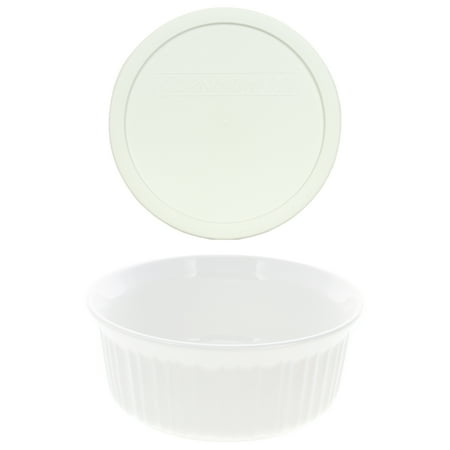 Corningware FS5 1.5qt Round French White Casserole Dish and F-5-PC Plastic Lid