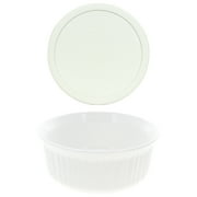 Corningware FS5 1.5qt Round French White Casserole Dish and F-5-PC Plastic Lid