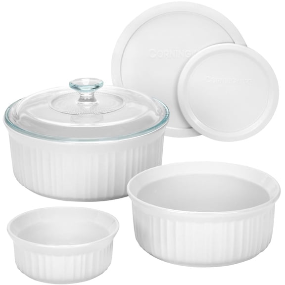 CorningWare French White 6-Piece Round Bakeware Set with Lids