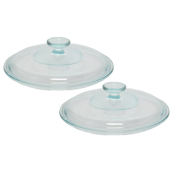 Corningware G-1C 2.5qt French White Clear Fluted Round Glass Lid (2-Pack)
