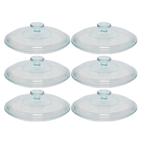 CorningWare G-1C 2.5qt French White Clear Fluted Round Glass Lids (6-Pack)