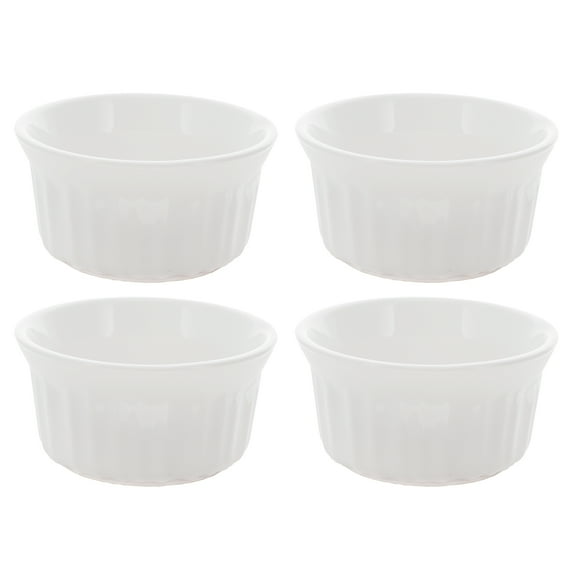 Corningware RS4 4oz/118mL Round French White Ramekins Bowl (4-Pack)