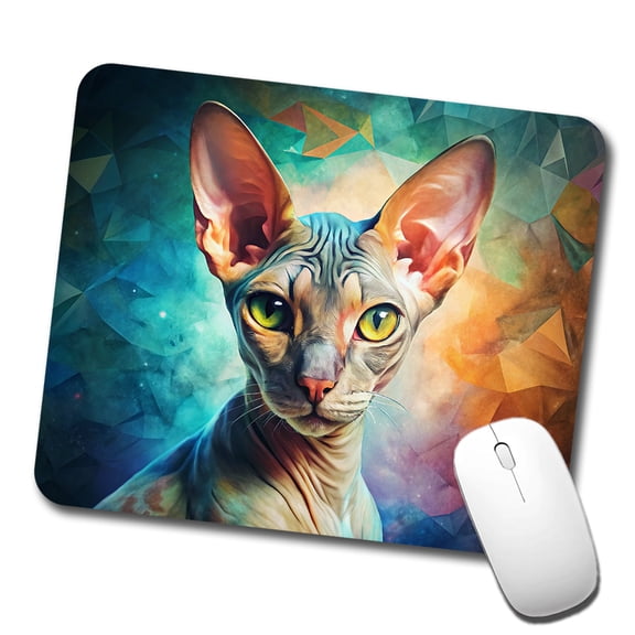 Cornish Rex Cat Abstract Art Mouse Pad Low Profile Gaming Mat