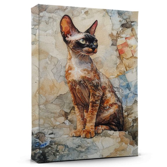 Cornish Rex Cat Brown Pointed Canvas Wall Art Animal Decor, Cornish Rex Cat Brown Pointed Canvas Prints Wild Animal Artwork for Living Room Bedroom Office 190HD288