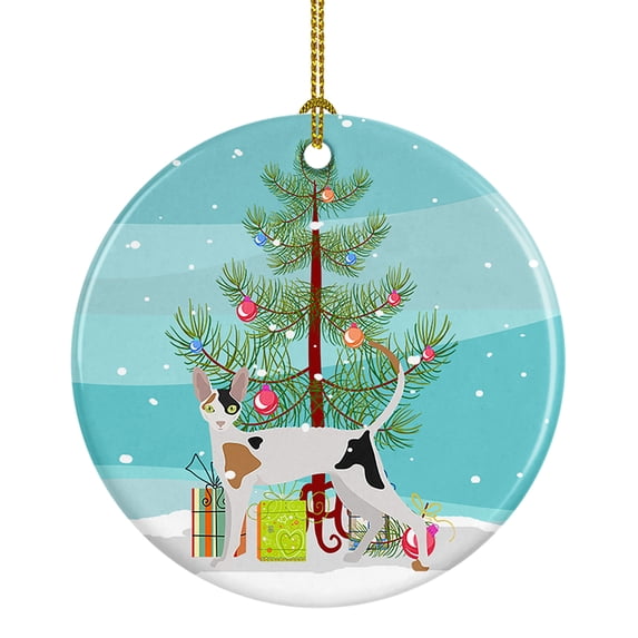 Cornish Rex Cat Merry Christmas Ceramic Ornament 2.8 in x 2.8 in