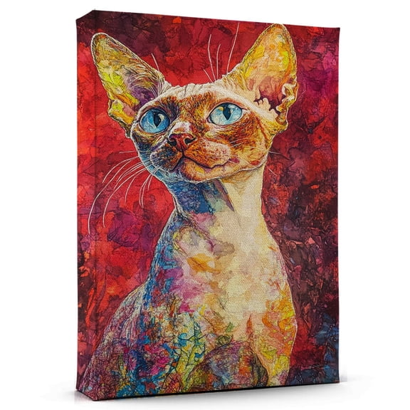 Cornish Rex Cat Cream Canvas Wall Art Animal Decor, Cornish Rex Cat Cream Canvas Prints Wild Animal Artwork for Living Room Bedroom Office 190HD291