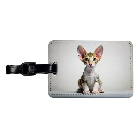 Cornish Rex Cat Kitten Photo Faux Leather Travel Luggage Tag