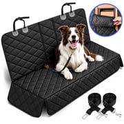 Cornmi Pet Dog Car Seat Cover for Back Seat Truck Seat Waterproof Protective Cover with 2 Safety Straps - Black