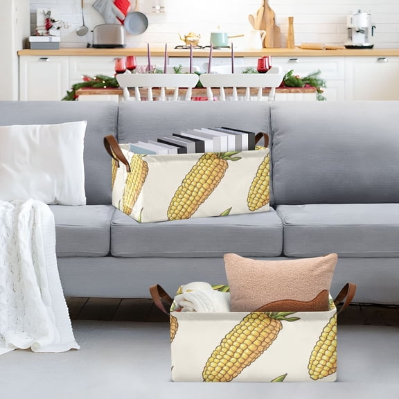 Corns Storage Bins with Handles Foldable Storage Baskets for Shelves Organizer Cloth Baskets