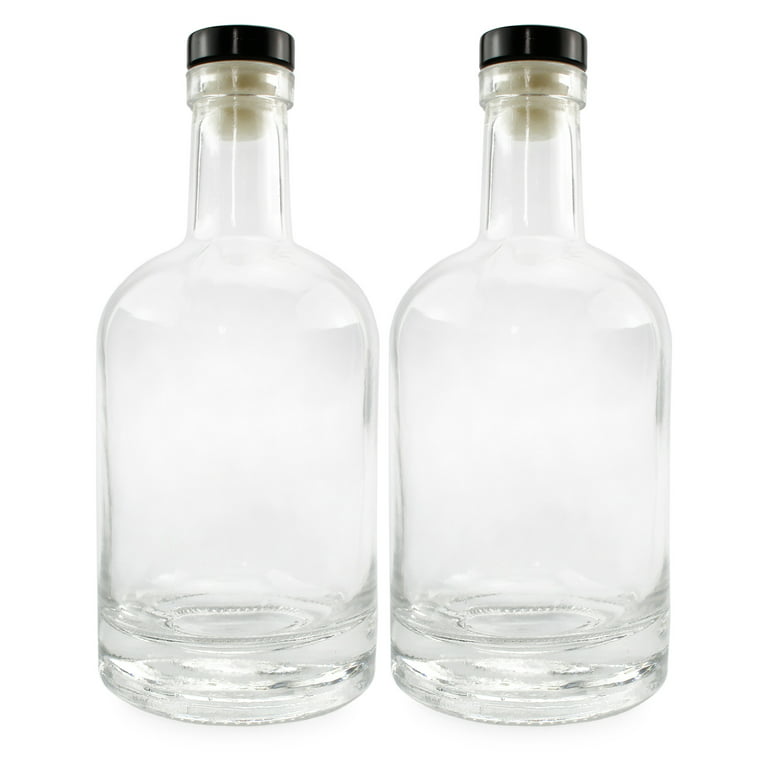 nicebottles - Clear Glass Quadra Bottles 250ml Black Caps 8.5 fl oz - Case of 12