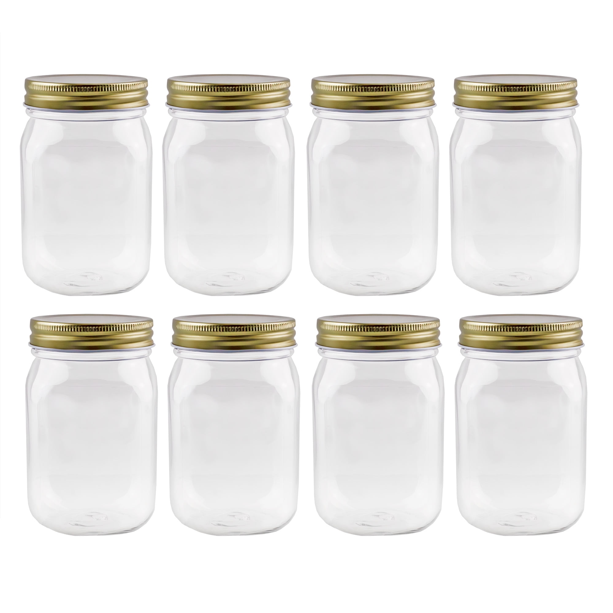 https://i5.walmartimages.com/seo/Cornucopia-16-Ounce-Clear-Plastic-Mason-Jars-8-Pack-Gold-Metal-Lids-PET-BPA-Free-One-Piece-Lids-2-Cup-Pint-Capacity-Compatible-Regular-Mouth-Jar-Lids_41b5785c-6be4-4c33-97a5-d5ba68abddec.fc9b4f83921a2c355d4e3a03b2477a44.jpeg