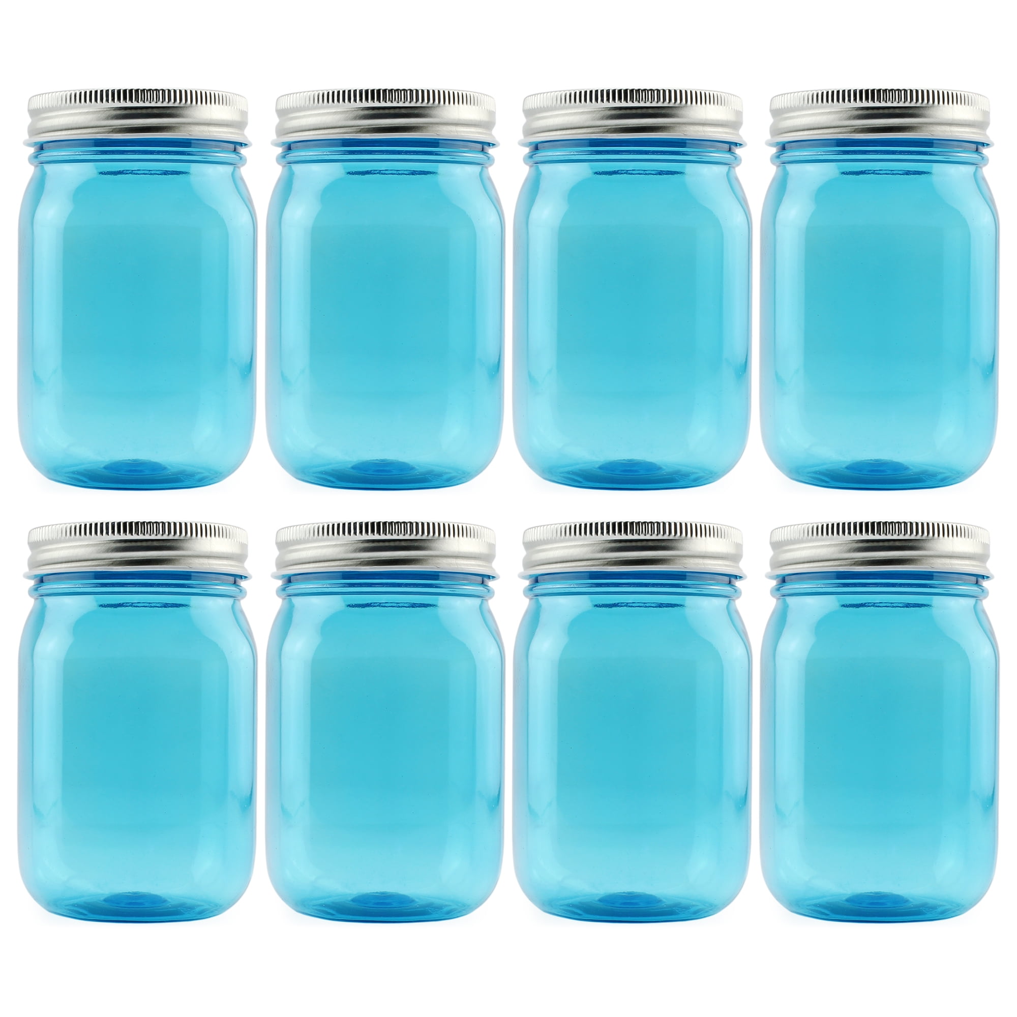 ljdeals 16 oz Clear Plastic Jars with Lids, Storage Containers, Wide Mouth  PET Mason Jars, Pack of 6, BPA Free, Food Safe, Made in USA
