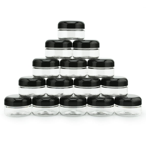 Cornucopia 2oz Clear Plastic Jars (15-Pack); Clear Plastic Containers with Domed Lids Perfect for Cosmetics and Food