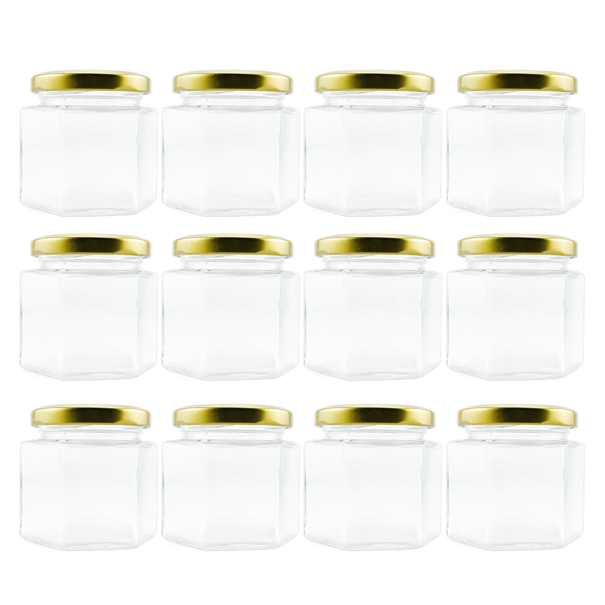 6 oz Hexagon Jars - 12 Count Case - Lids Included