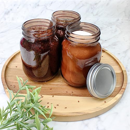 Cornucopia Amber Glass Mason Jars (6Pack, Pint Size); 16oz Colored