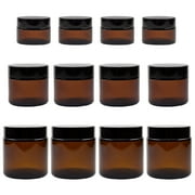 Cornucopia Brands 1, 2 & 4-Ounce Amber Glass Straight Sided Jars Combo Pack, 4 Each / 12 Total; Great Containers for Cosmetics, Lotions, Body Scrubs & Balms