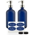 thumbnail image 1 of Cornucopia Brands 16oz Glass Pump Bottles (Set of 2, Blue w/ Silver); Soap Dispenser Pump Bottles w/ Brushed Metal Pump Tops, 1 of 9
