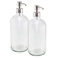thumbnail image 1 of Cornucopia Brands 32oz Glass Pump Bottles w/ Stainless Steel Pump (2-Pack, Clear); Economy Size Soap Dispenser for Massage Oils, Lotions, Liquid Soaps, 1 of 10
